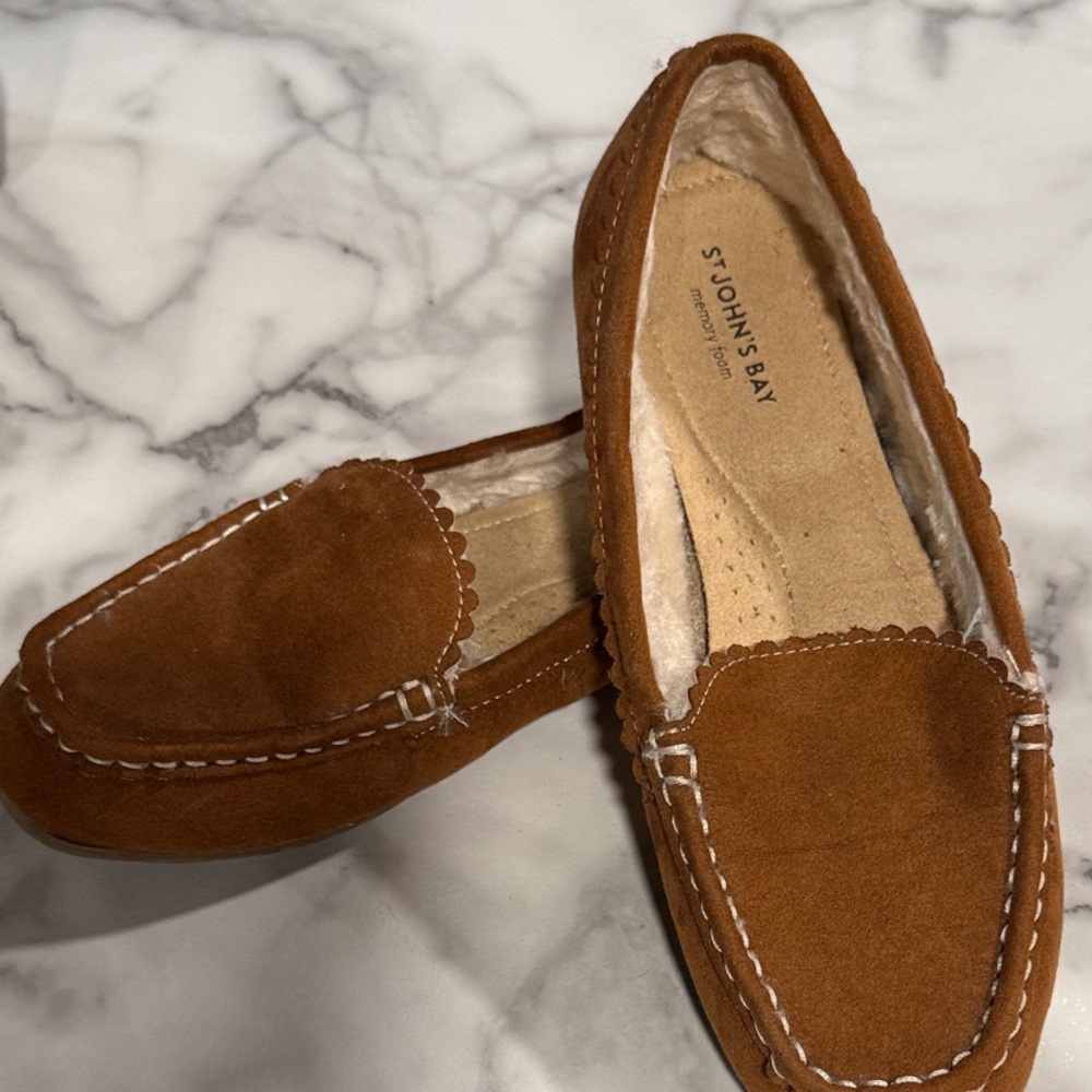 St. John's Bay Tan Suede Slippers 3x30